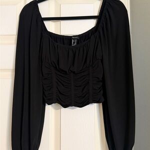 Forever 21 Black Ruched Blouse